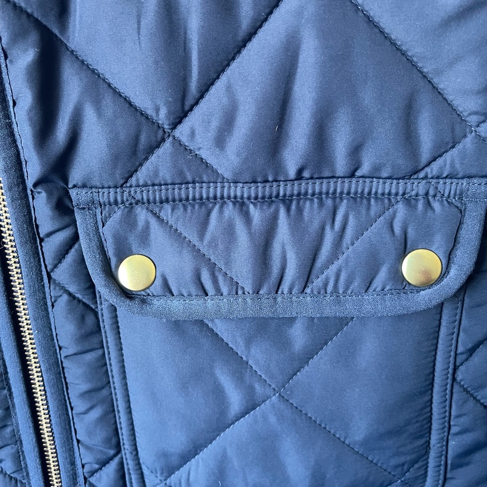 J. Crew Dark Blue Quilted Vest with Metallic Zipper
New without tags condition! - Picture 7 of 8